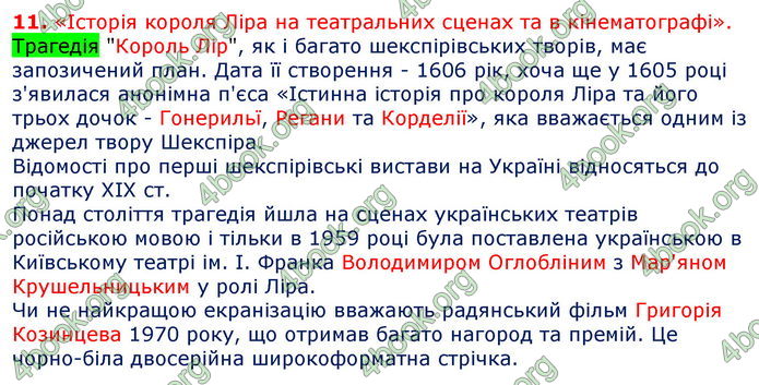 Відповіді Зарубіжна література 7 клас Волощук 2020