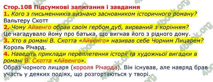 Відповіді Зарубіжна література 7 клас Волощук 2020