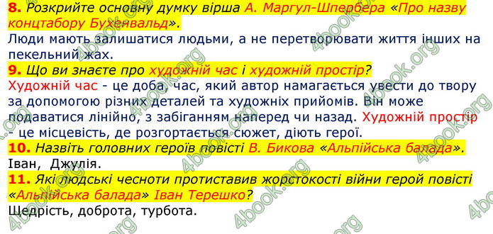 Відповіді Зарубіжна література 7 клас Волощук 2020