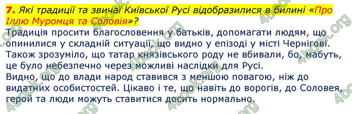 Відповіді Світова література 7 клас Волощук