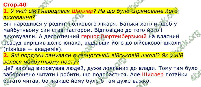 Відповіді Світова література 7 клас Волощук