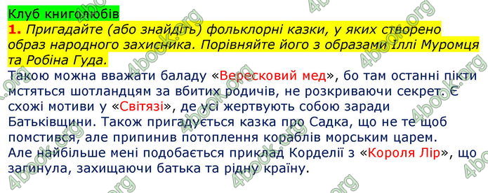 Відповіді Світова література 7 клас Волощук