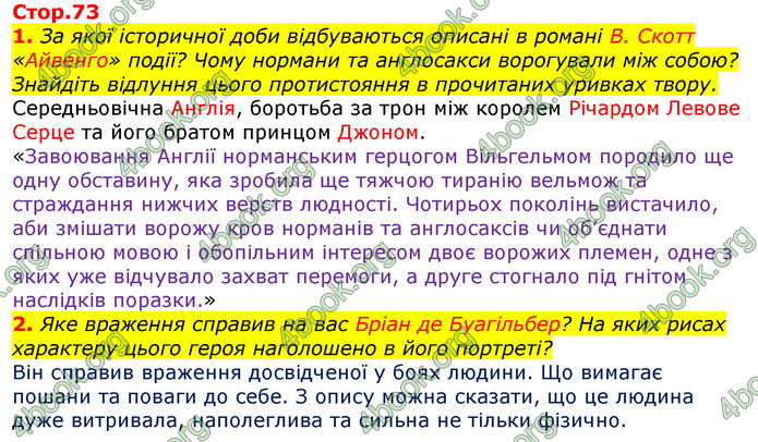 Відповіді Світова література 7 клас Волощук