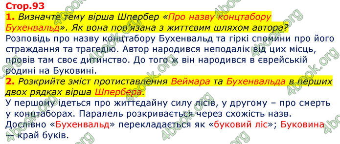 Відповіді Світова література 7 клас Волощук