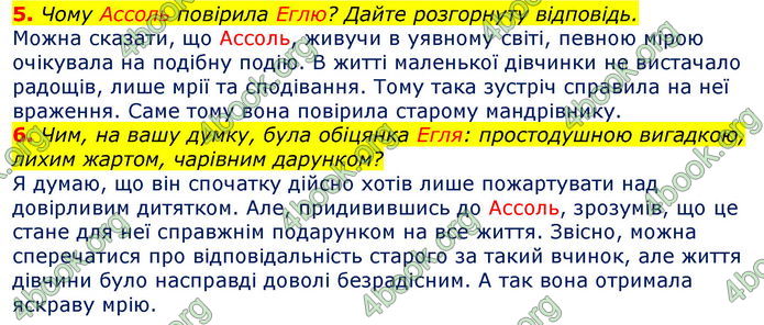 Відповіді Світова література 7 клас Волощук