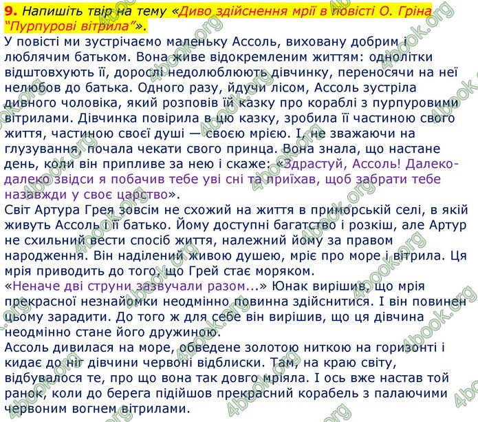 Відповіді Світова література 7 клас Волощук