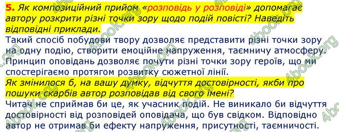 Відповіді Світова література 7 клас Волощук