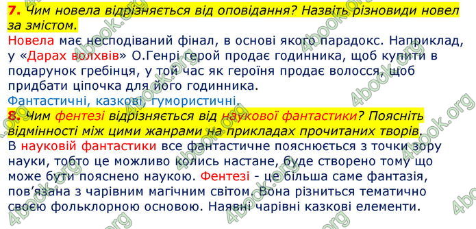 Відповіді Світова література 7 клас Волощук