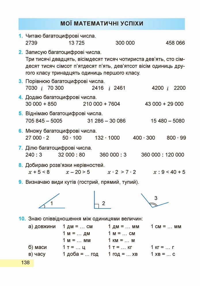 Математика 4 клас Заїка 1 частина