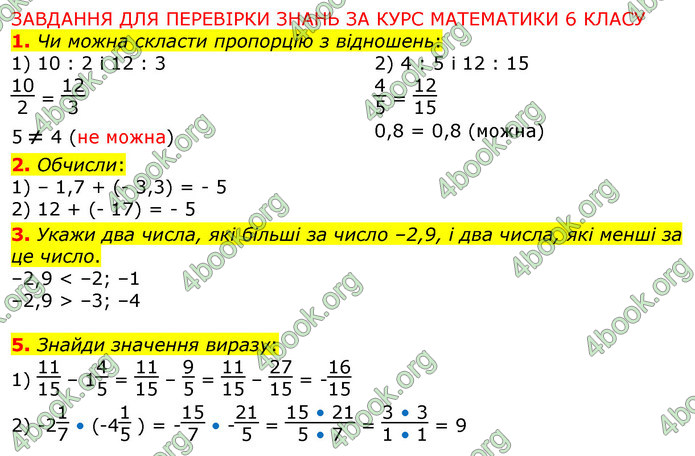 Відповіді Математика 6 клас Істер. ГДЗ