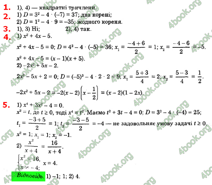 Відповіді Алгебра 8 клас Істер 2021. ГДЗ