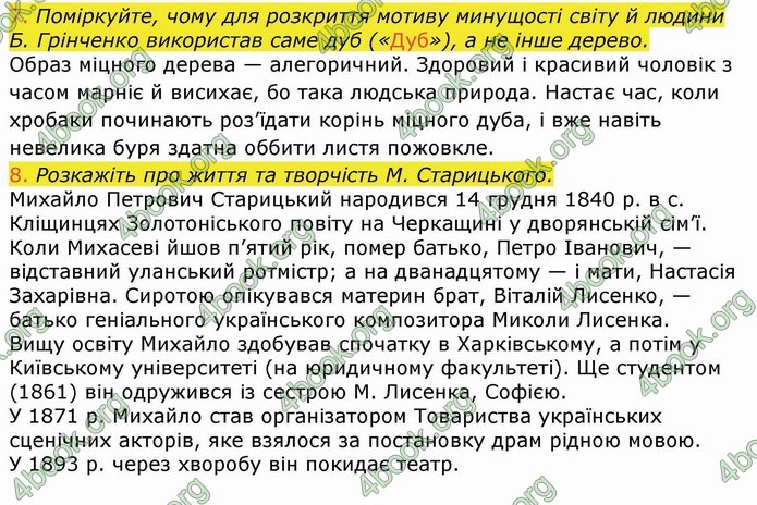 Українська література 9 клас Авраменко ГДЗ