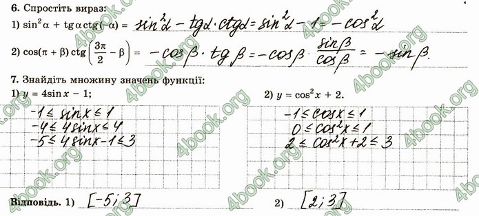 ГДЗ Зошит алгебра 10 клас Істер