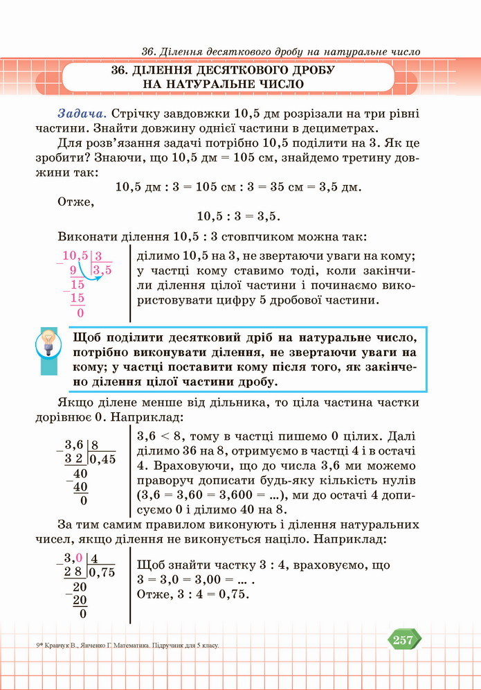 Математика 5 клас Кравчук