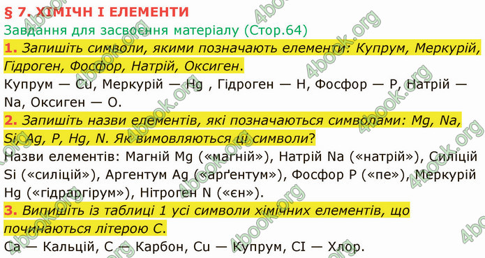 Відповіді Хімія 7 клас Григорович 2015. ГДЗ