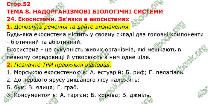 Відповіді Зошит Біологія 9 клас Задорожний 2020. ГДЗ