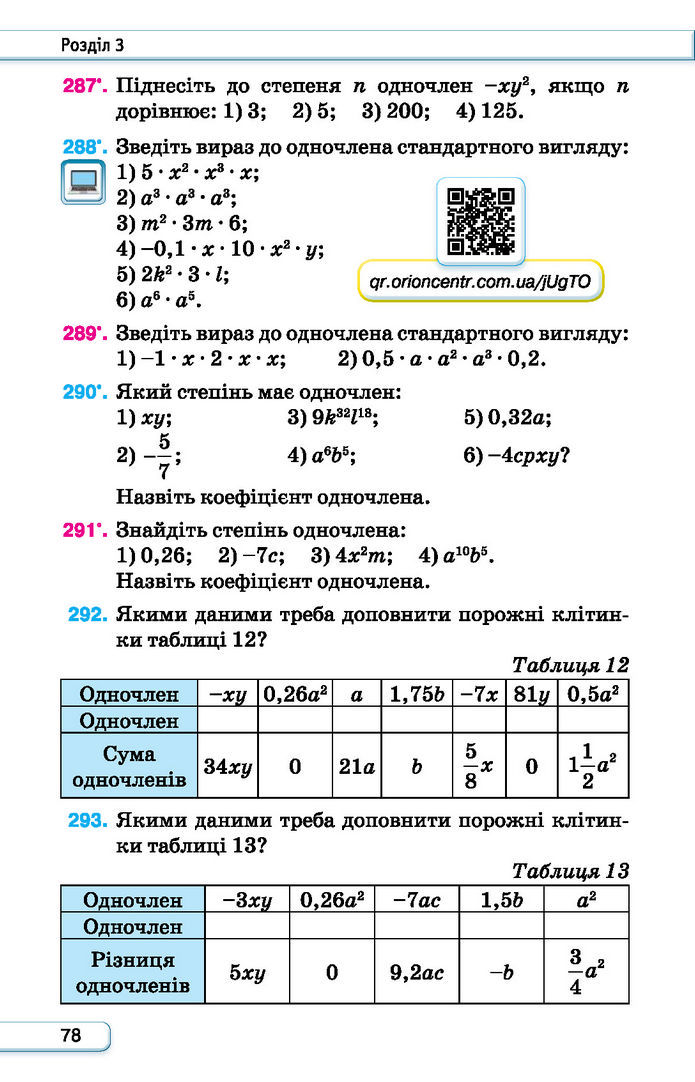 Підручник Алгебра 7 клас Тарасенкова (2024)