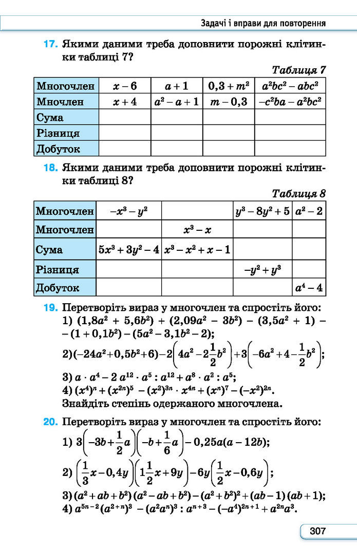 Підручник Алгебра 7 клас Тарасенкова (2024)