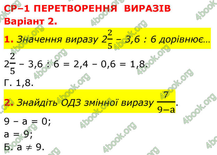 ГДЗ зошит самостійні Алгебра 7 клас Тарасенкова