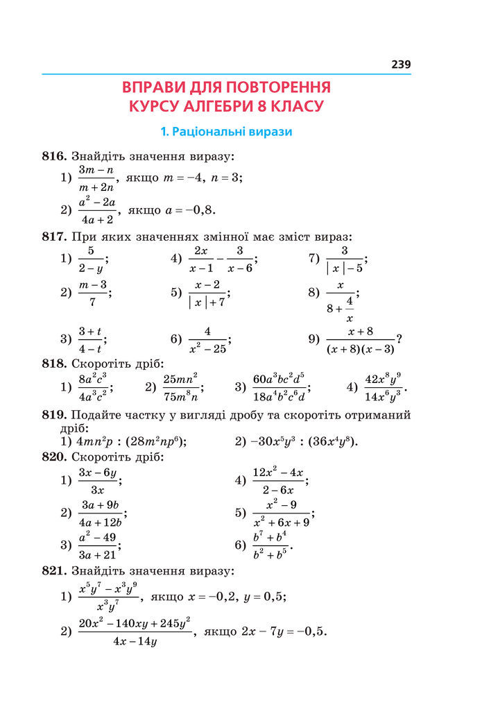 Підручник Алгебра 8 клас Мерзляк (2025)