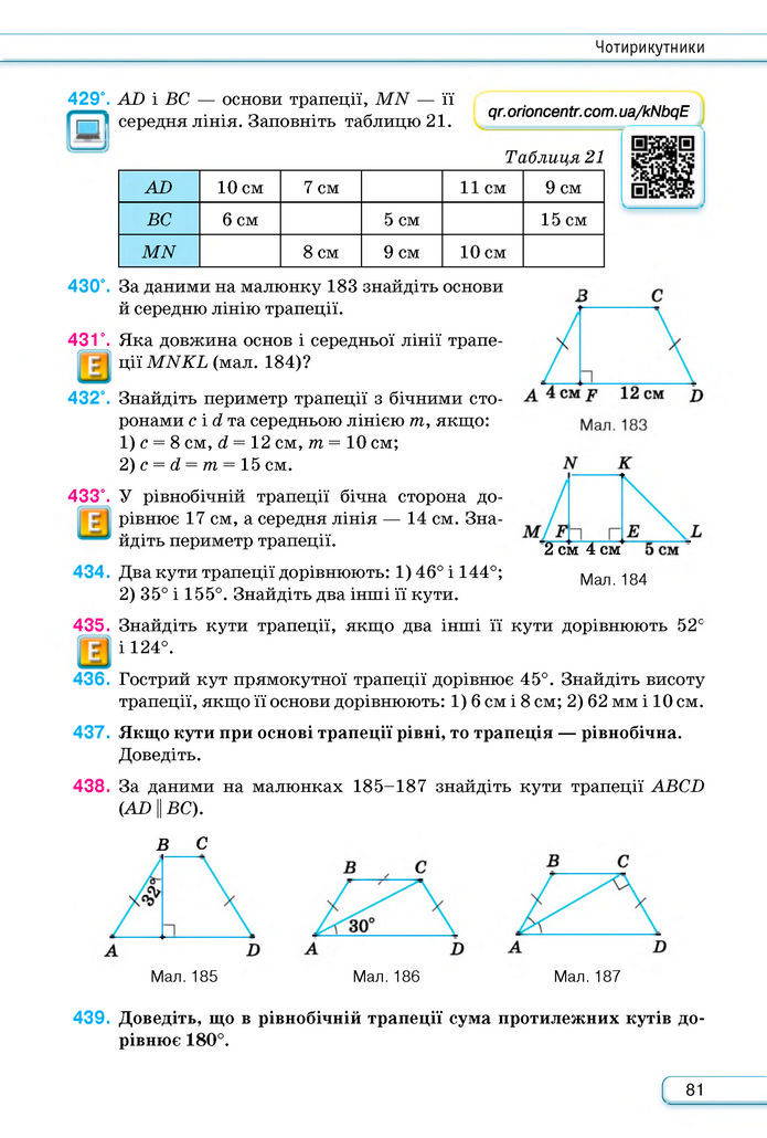 Підручник Геометрія 8 клас Бурда (2025)