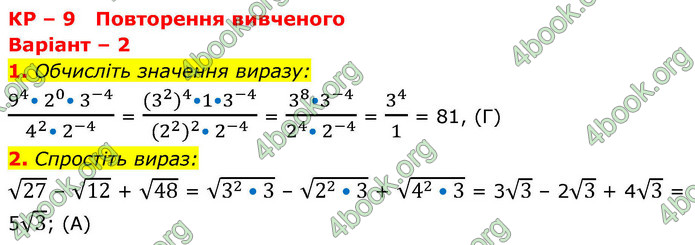 ГДЗ зошит Алгебра 8 клас Тарасенкова