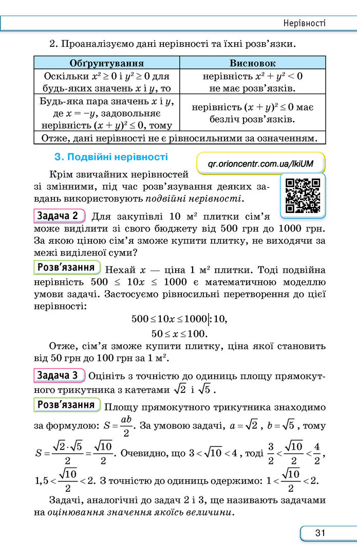 Підручник Алгебра 9 клас Тарасенкова НУШ